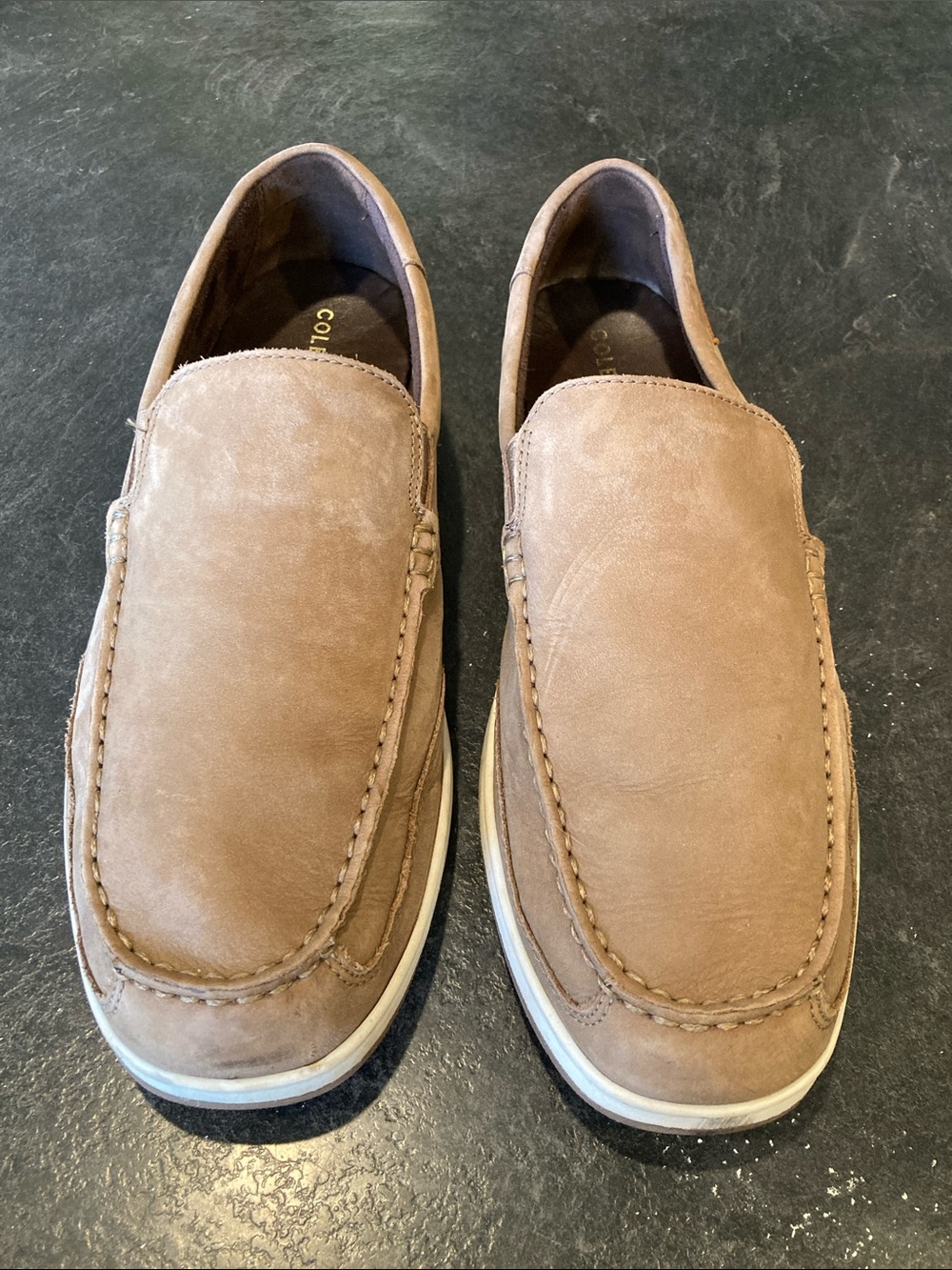 Men Cole Haan tan brown leather loafers shoes size 10